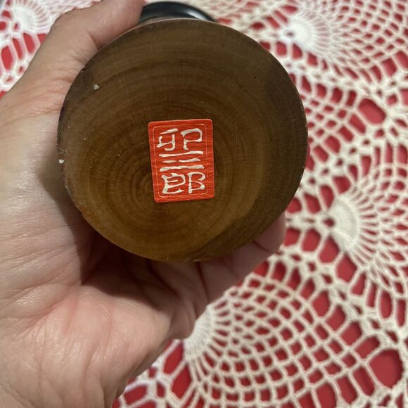 Vintage USABURO Kokeshi Wooden Doll Signed Willow Buds Pattern  7.5” - Picture 3 of 6